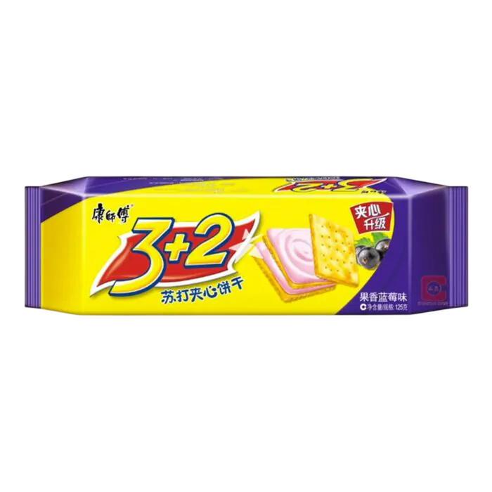 Biscoitos 3+2 com recheio - Sabor de Mirtilo SC